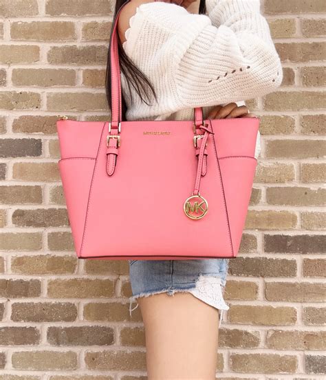 michael kors light pink and brown bag|Michael Kors large pink tote.